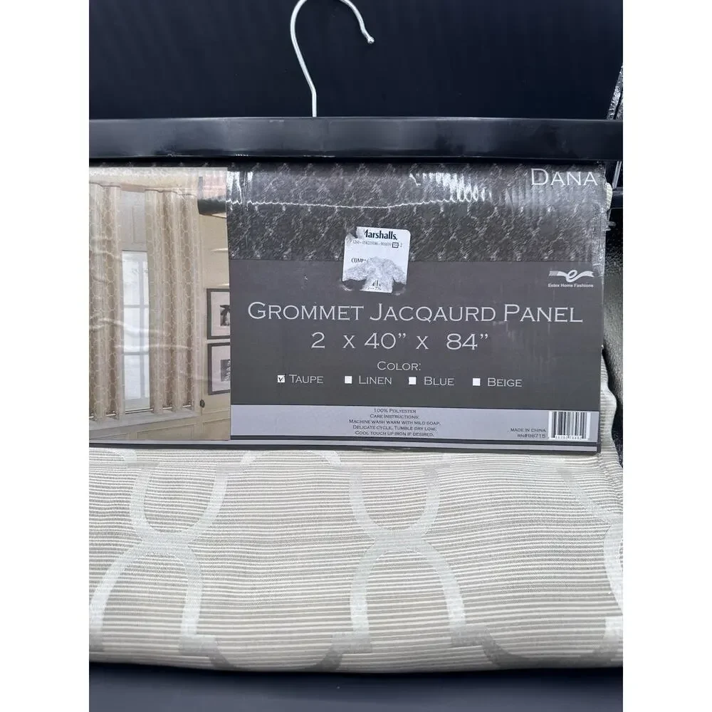 Estex Home Fashions 40”x84” Taupe Dana Window Grommet Jacquard Panel Two Panels